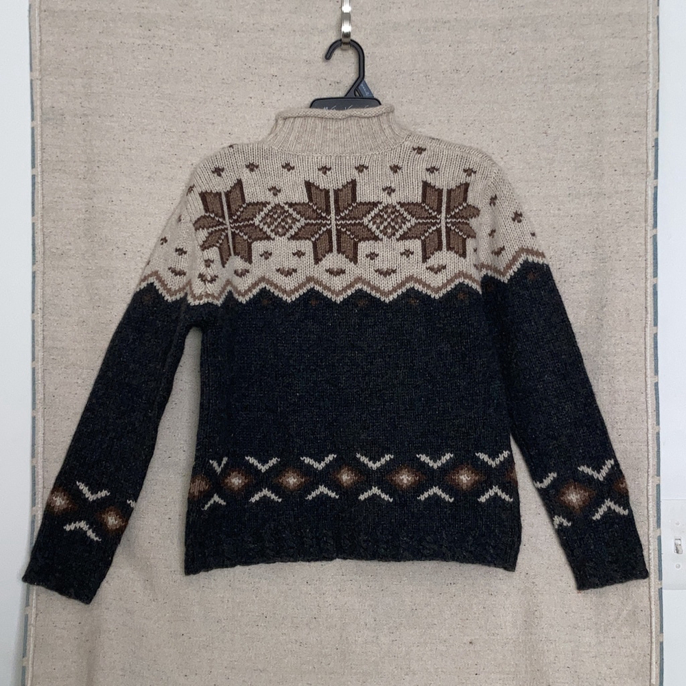 Vintage Eddie Bauer Nordic Wool Selburose Fair Isle Sweater Gray Women’s S M - Picture 2 of 8